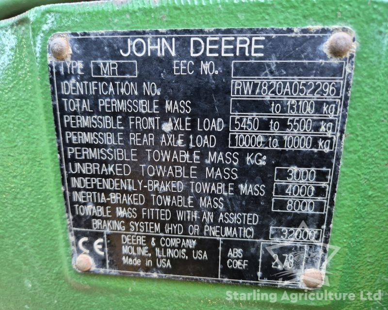 John Deere 7820 50kph.